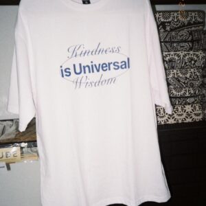 White thsirt oversized kindness is universal karma marketing